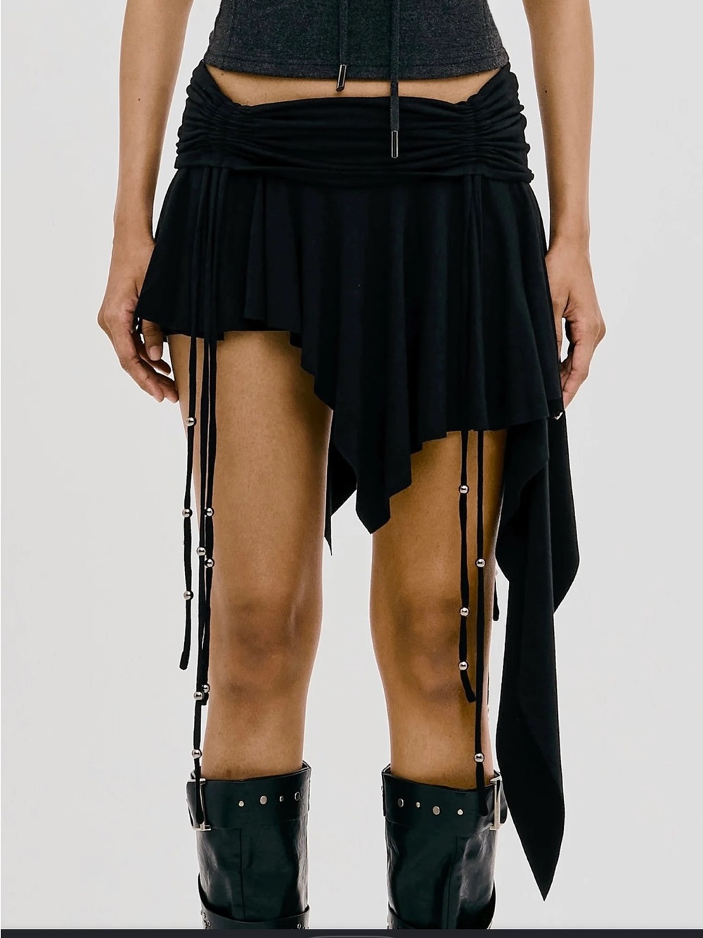 Ghostboy Asymmetric Ruffle Reverent Skort Black Medium NWT